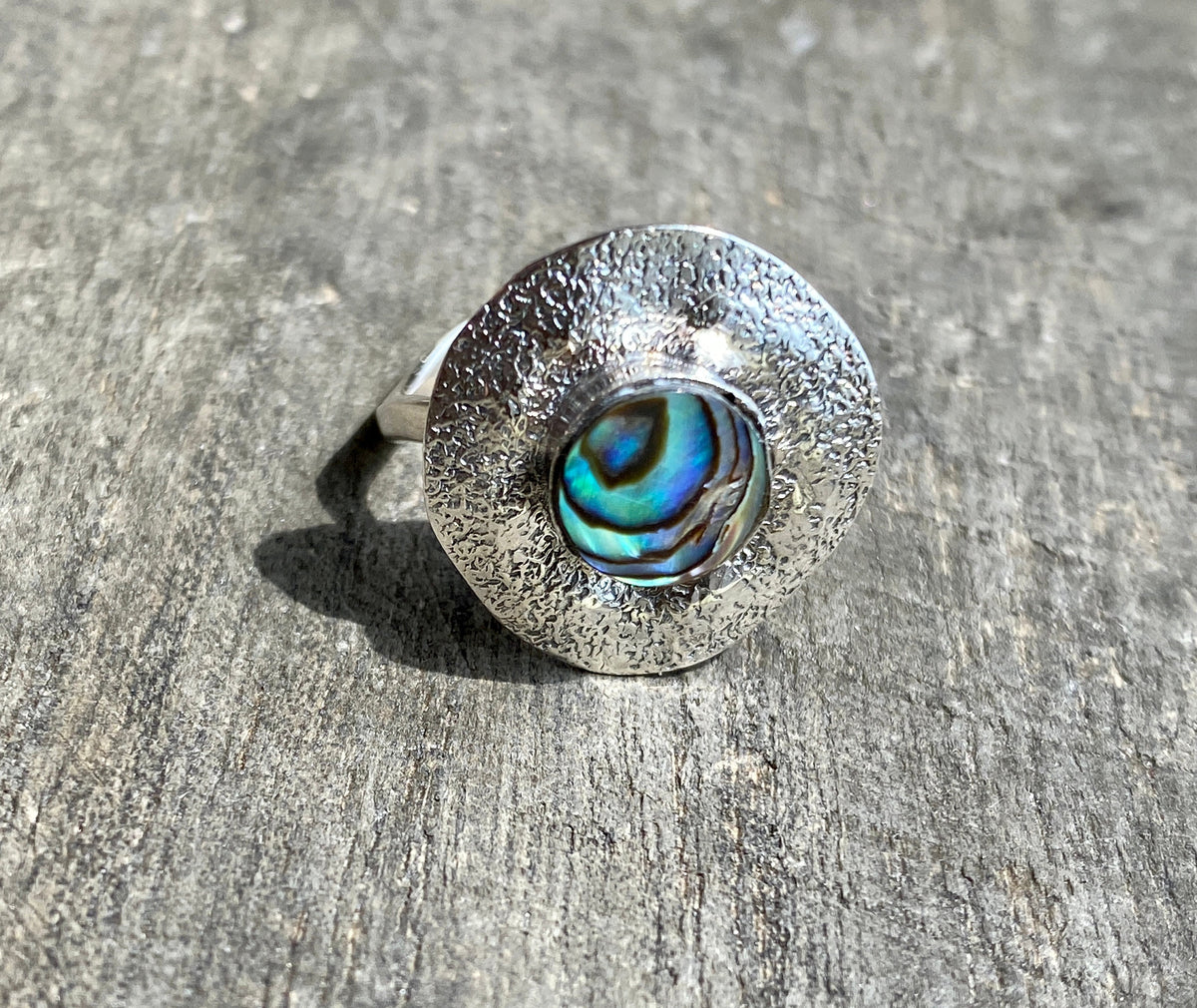 Abalone 925 Silver Handmade Ring Size 8 - Crystal Healing Meditation