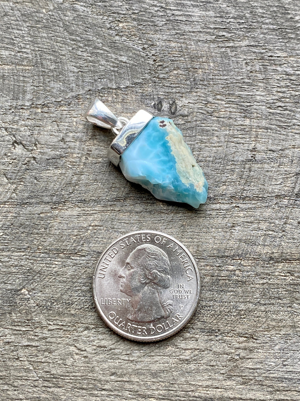 Larimar 925 Silver Handmade Pendant - Crystal Healing Meditation