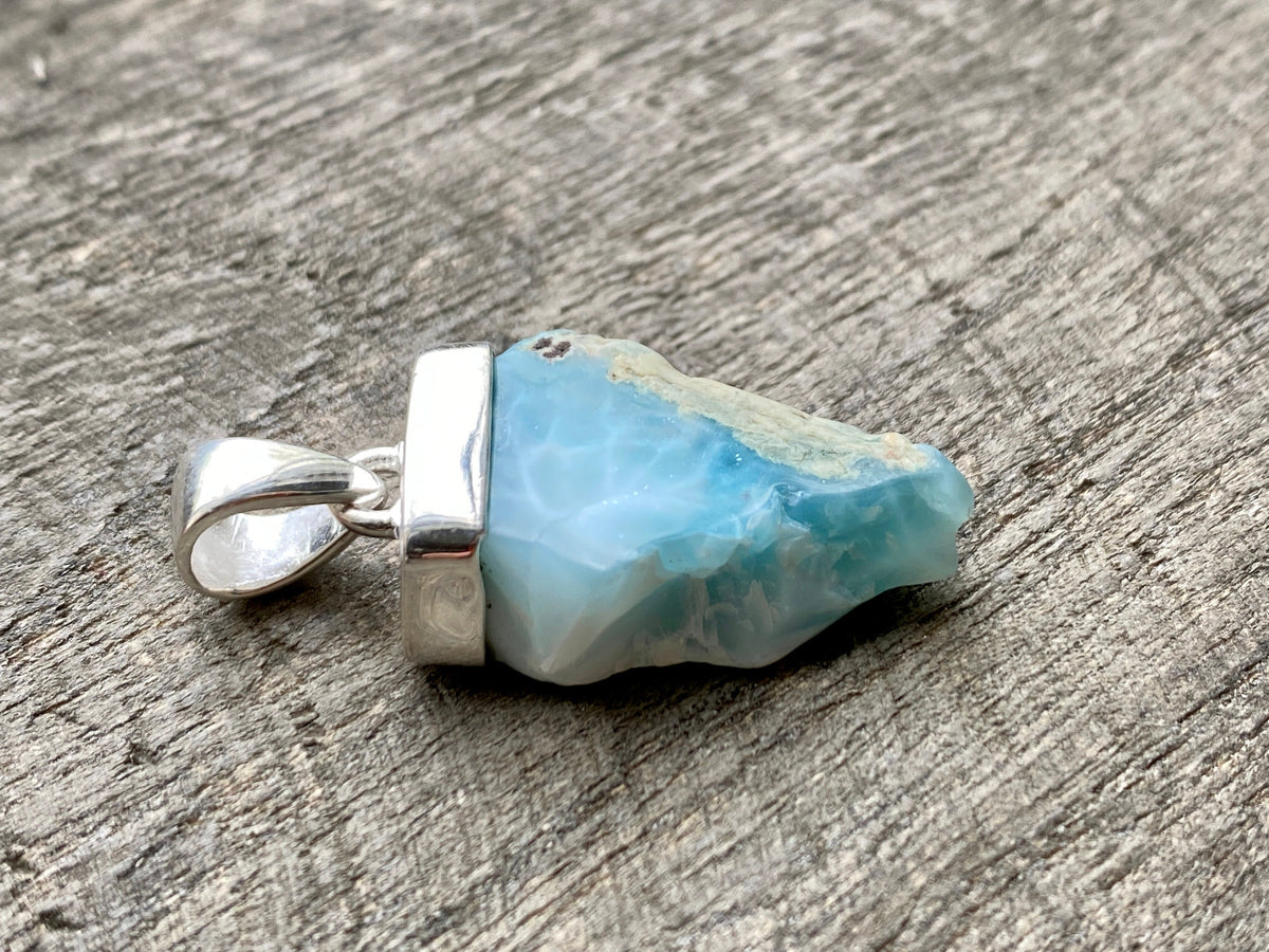 Larimar 925 Silver Handmade Pendant - Crystal Healing Meditation