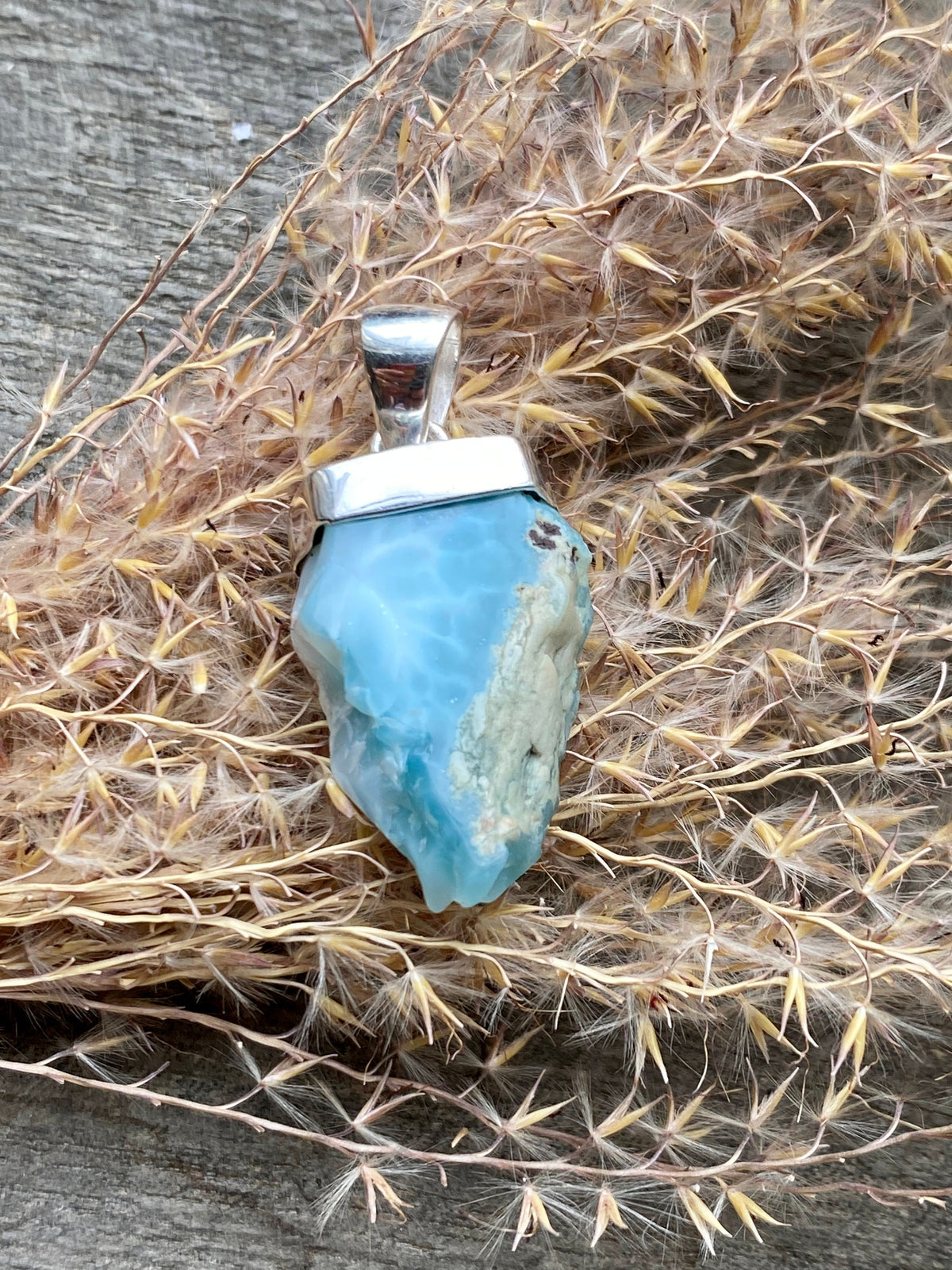 Larimar 925 Silver Handmade Pendant - Crystal Healing Meditation
