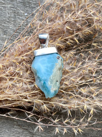 Larimar 925 Silver Handmade Pendant - Crystal Healing Meditation