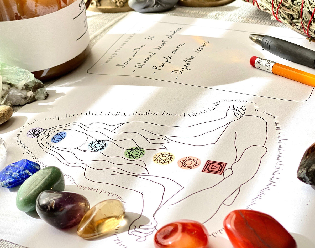 Woman Distance Reiki Chakra Healing Board Downloadable Printable Template - Crystal Healing Meditation DIGITAL FILE
