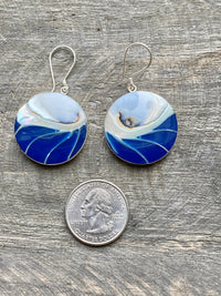 Shell and With Resin 925 Silver Handmade Earrings - Crystal Healing Meditation