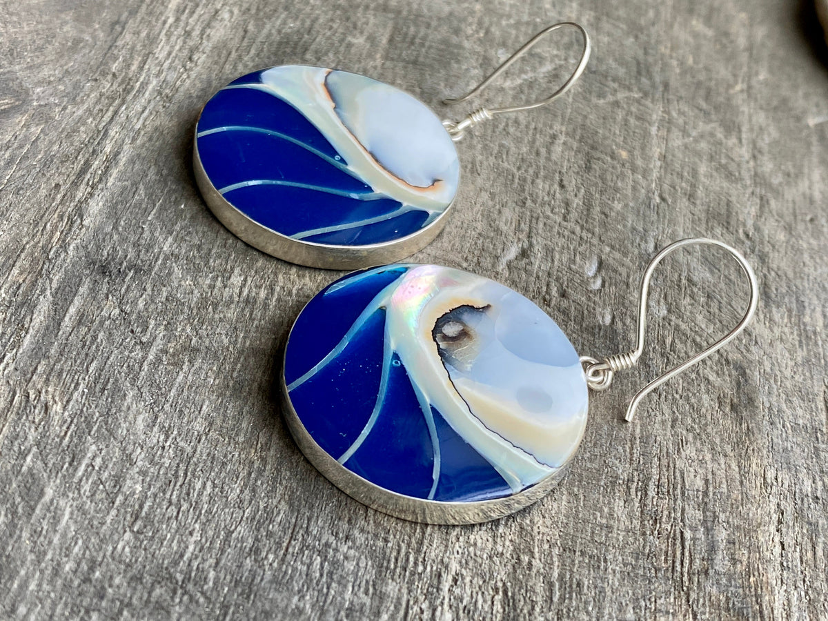 Shell and With Resin 925 Silver Handmade Earrings - Crystal Healing Meditation