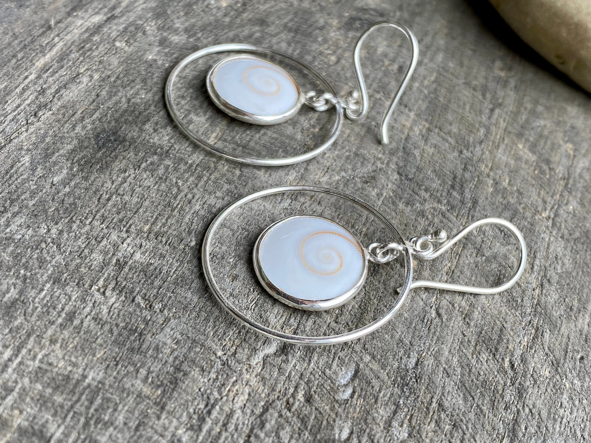 Shiva Eye 925 Sterling Silver Handmade Earrings Jewelry - Crystal Healing, Meditation