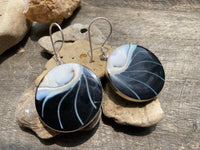 Shell and With Resin 925 Silver Handmade Earrings - Crystal Healing Meditation