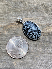 Snowflake Obsidian 925 Silver Handmade Pendant - Crystal Healing Meditation