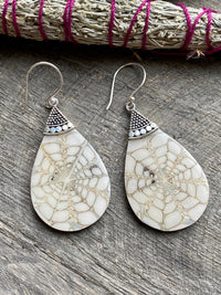 Cool Webb Shell 925 Silver Handmade Earrings - Crystal Healing Meditation