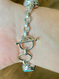 Gorgeous Larimar 925 Silver Hinged Bracelet - Crystal Healing Meditation