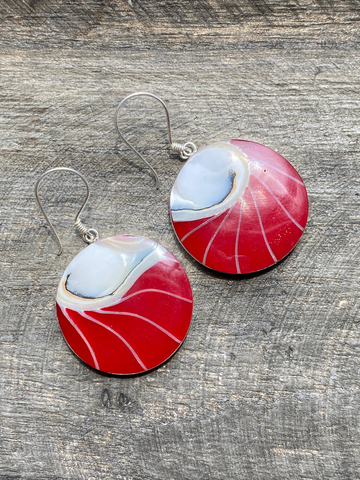 Shell and With Resin 925 Silver Handmade Earrings - Crystal Healing Meditation