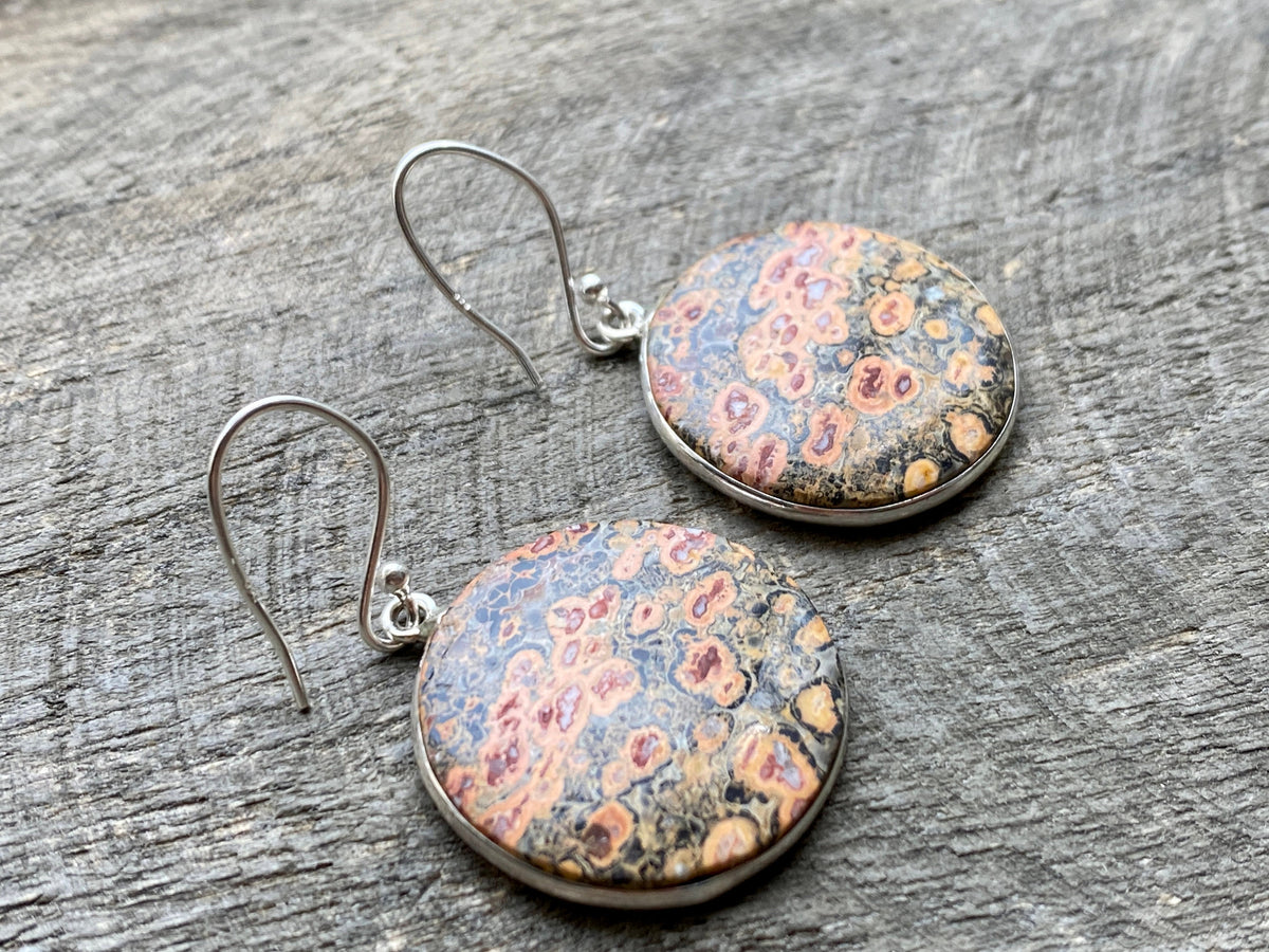 Leopard Skin Jasper 925 Silver Earrings Handmade Sterling Silver Jewelry - Crystal Healing, Meditation