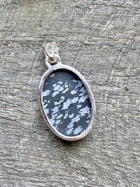 Snowflake Obsidian 925 Silver Handmade Pendant - Crystal Healing Meditation