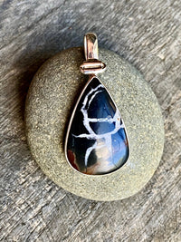 Septarian Lightning Stone 925 Silver Handmade Pendant - Crystal Healing Meditation