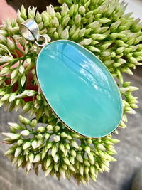 Blue Chalcedony 925 Silver Handmade Pendant - Crystal Healing Meditation