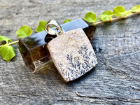 Square Psilomelane Dendrite 925 Silver Pendant Handmade Jewelry - Crystal Healing, Meditation