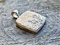 Square Psilomelane Dendrite 925 Silver Pendant Handmade Jewelry - Crystal Healing, Meditation