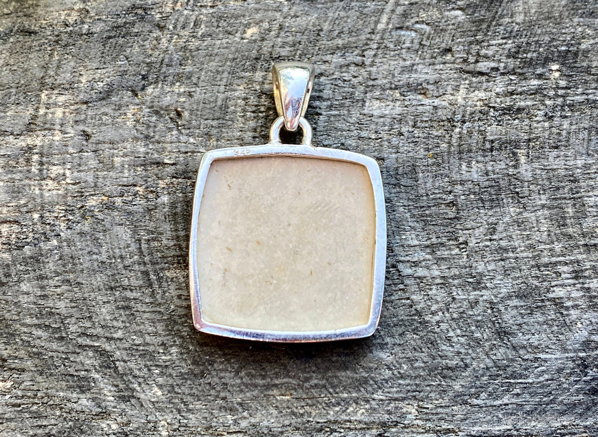 Square Psilomelane Dendrite 925 Silver Pendant Handmade Jewelry - Crystal Healing, Meditation