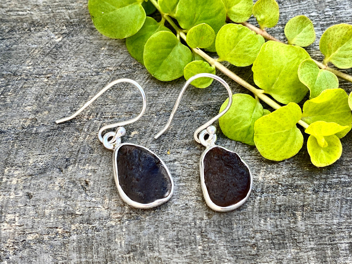 Staffordite Tektite 925 Silver Handmade Earrings - Crystal Healing Meditation