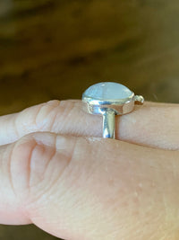 Moonstone and Sun 925 Silver Ring Size 7.5 - Crystal Healing Meditation