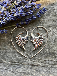 Angel Wings 925 Silver Handmade Slider Loop Earrings - Healing Meditation