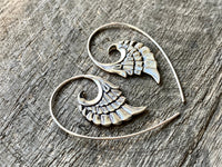 Angel Wings 925 Silver Handmade Slider Loop Earrings - Healing Meditation