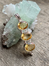 Trilogy Citrine Solid Silver Handmade - Crystal Healing Meditation