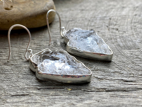 Arrowhead Fire and Ice Quartz 925 Sterling Silver Earrings Handmade Sterling Silver Jewelry - Crystal Healing, Meditation