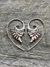 Angel Wings 925 Silver Handmade Slider Loop Earrings - Healing Meditation