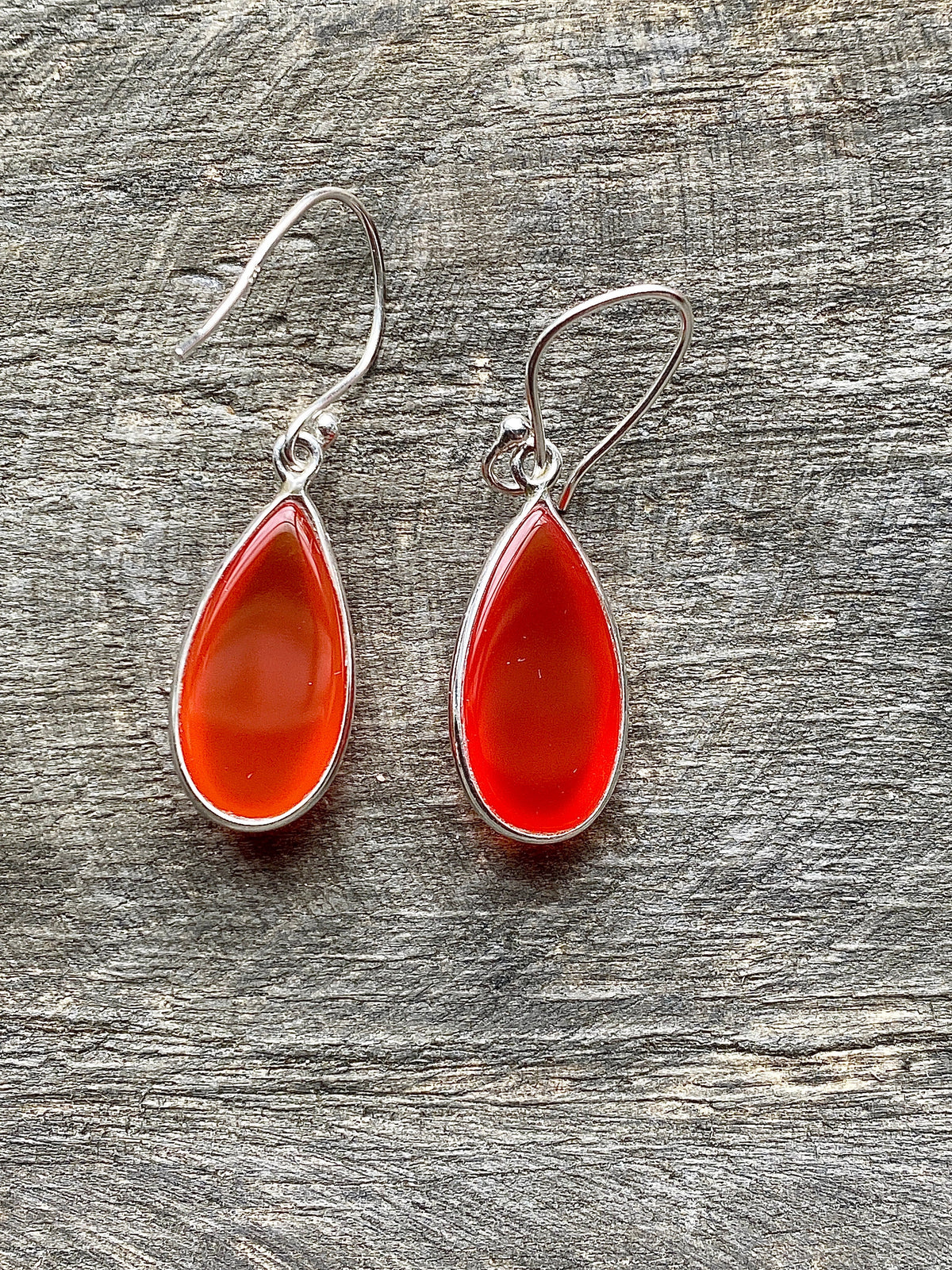 Carnelian Teardrop 925 Silver Handmade Earrings Jewelry - Crystal Healing, Meditation