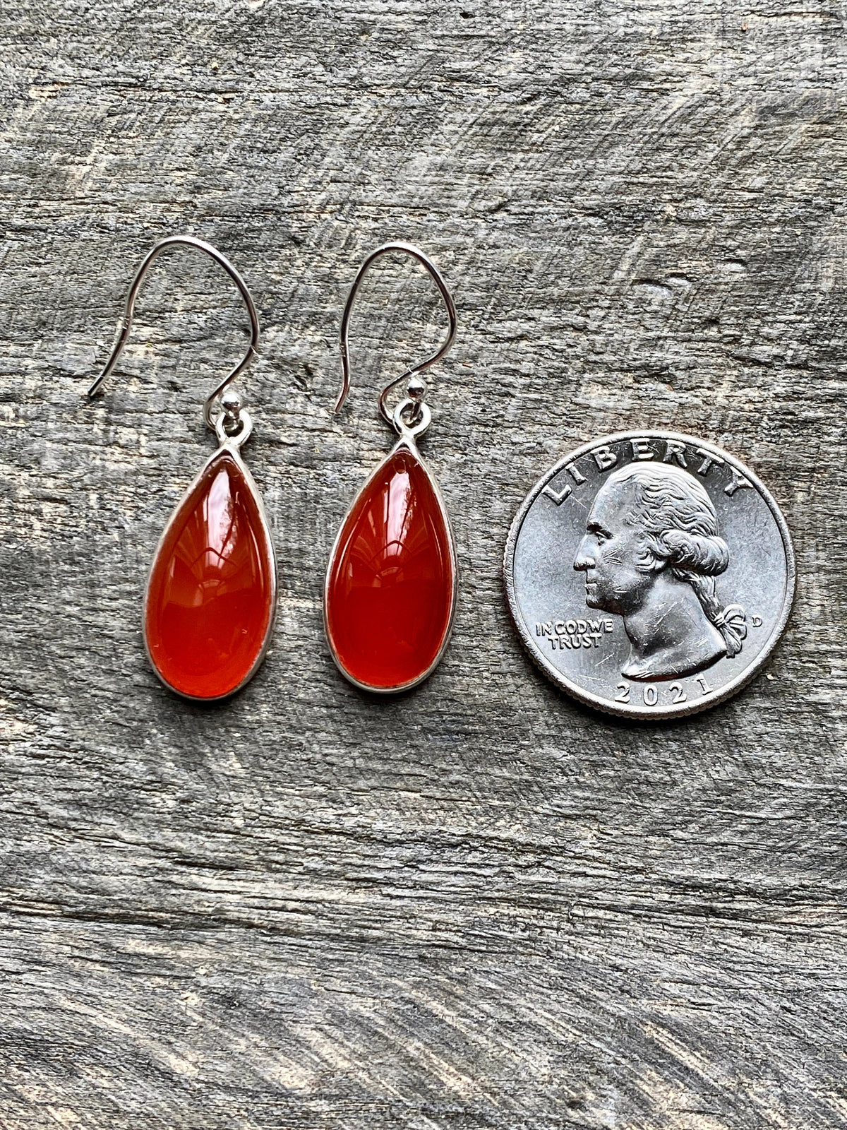 Carnelian Teardrop 925 Silver Handmade Earrings Jewelry - Crystal Healing, Meditation