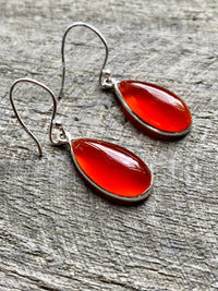 Carnelian Teardrop 925 Silver Handmade Earrings Jewelry - Crystal Healing, Meditation