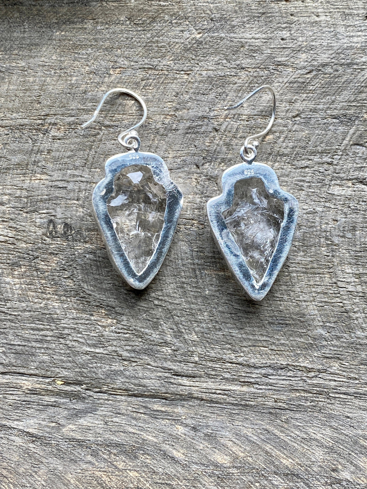 Arrowhead Fire and Ice Quartz 925 Sterling Silver Earrings Handmade Sterling Silver Jewelry - Crystal Healing, Meditation