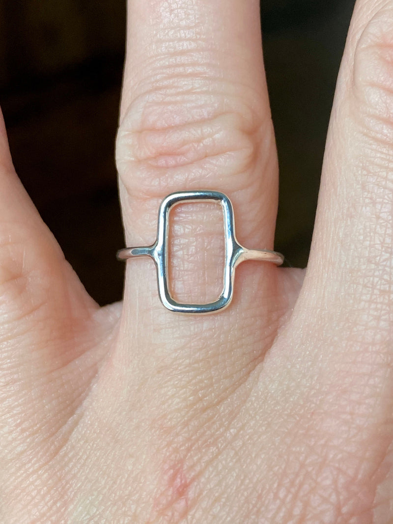 Silver Rings Geometric Rectangle  Sterling Silver Handmade Jewelry