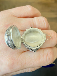 Hand Carved Goddess Moon Face 925 Silver Handmade Locket Poison Ring Large Small or Tiny - Crystal Healing Meditation