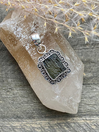 High Vibrational Genuine Czech Moldavite Filigree 925 Handmade Crystal Pendant - Crystal Healing Meditation