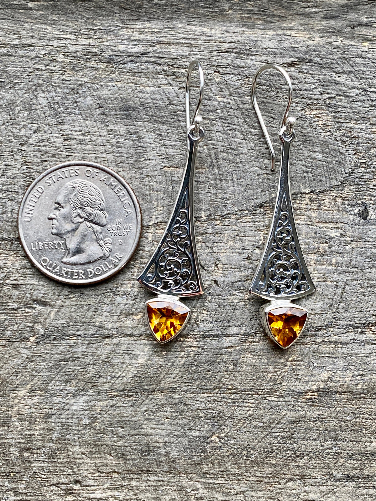 Faceted Citrine 925 Silver Handmade Earrings - Crystal Healing Meditation