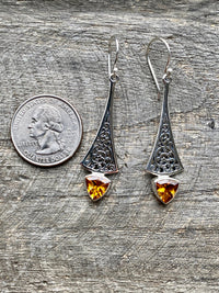 Faceted Citrine 925 Silver Handmade Earrings - Crystal Healing Meditation