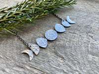Horizontal Moon Phase 925 Silver Handmade Pendant - Crystal Healing Meditation