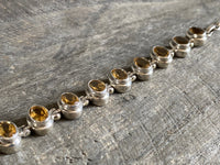 Faceted Citrine Hinged 925 Silver Handmade Bracelet - Crystal Healing Meditation