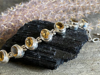 Faceted Citrine Hinged 925 Silver Handmade Bracelet - Crystal Healing Meditation