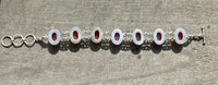 Gorgeous Carnelian Oval Faceted Double Chain 925 Silver Bracelet - Crystal Healing Meditation