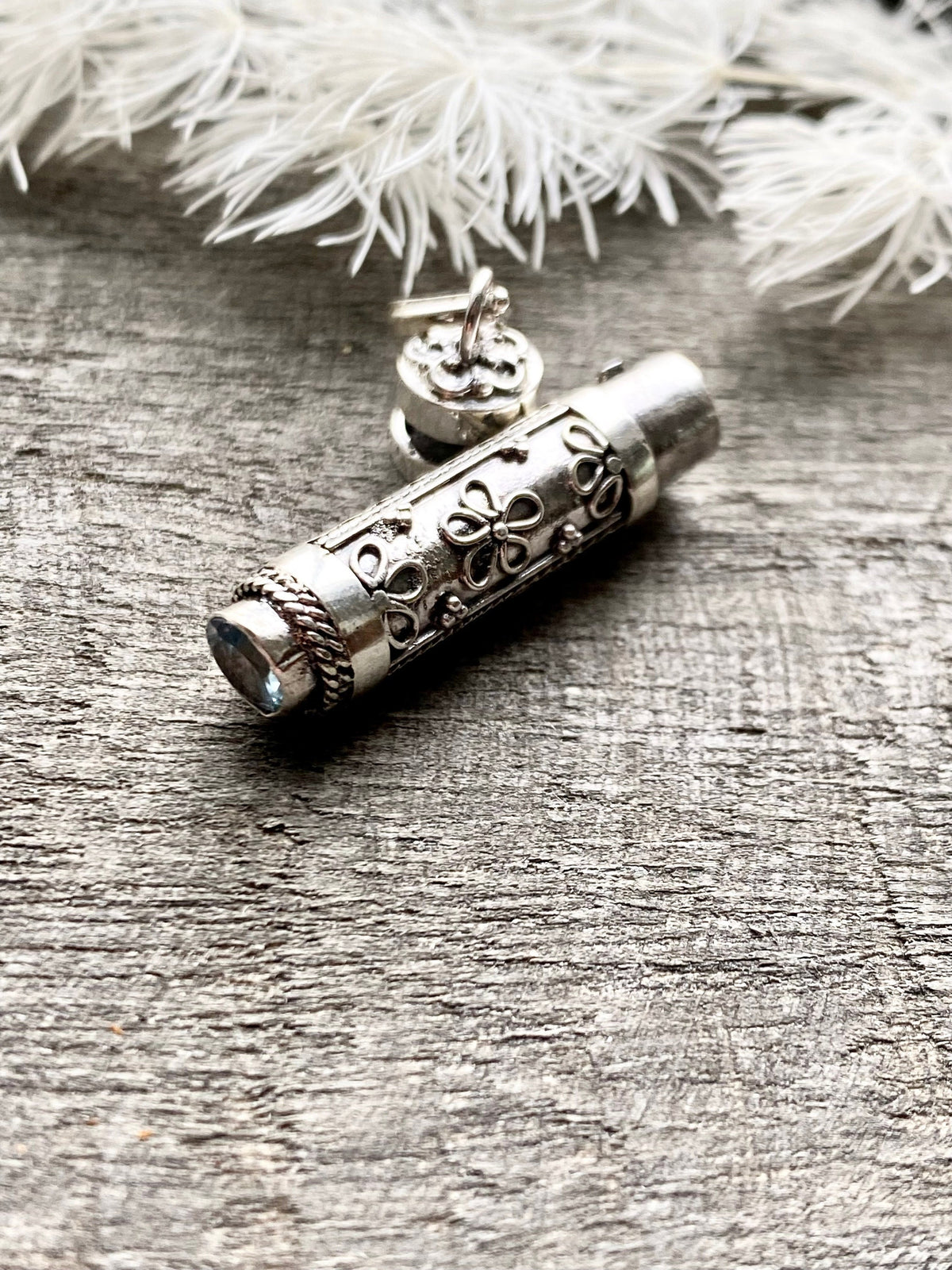 Cool Perfume Pill Urn Prayer Box Solid 925 Silver Handmade Pendant - Crystal Healing Meditation