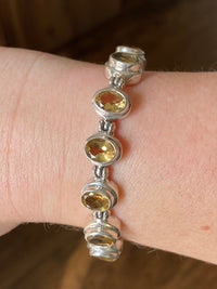 Faceted Citrine Hinged 925 Silver Handmade Bracelet - Crystal Healing Meditation