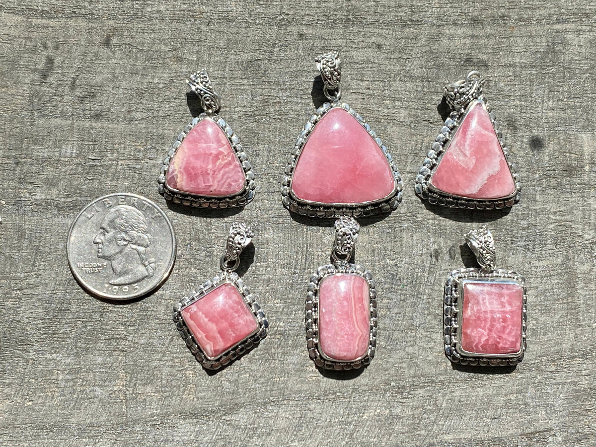 Rhodochrosite 925 Sterling Silver Pendant Handmade Sterling Silver Jewelry - Crystal Healing, Meditation