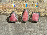 Rhodochrosite 925 Sterling Silver Handmade Rings - Crystal Healing Meditation