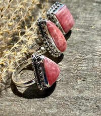 Rhodochrosite 925 Sterling Silver Handmade Rings - Crystal Healing Meditation