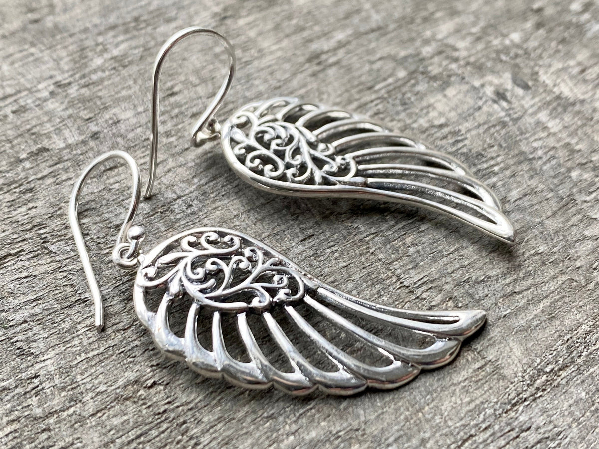 Guardian Angel Wings 925 Silver Earrings