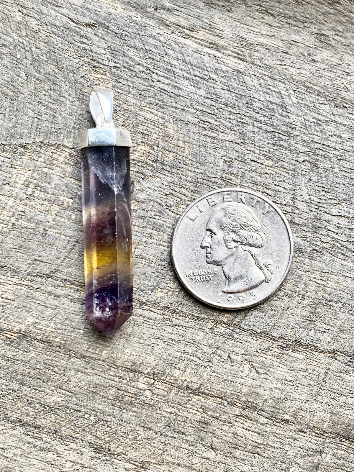 Rainbow Fluorite Point 925 Silver Handmade Pendant - Crystal Healing Meditation