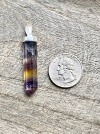 Rainbow Fluorite Point 925 Silver Handmade Pendant - Crystal Healing Meditation