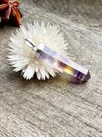 Rainbow Fluorite Point 925 Silver Handmade Pendant - Crystal Healing Meditation